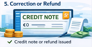 Factură corectată și notă de credit care indică o rambursare sau o ajustare emisă de ExusTrans