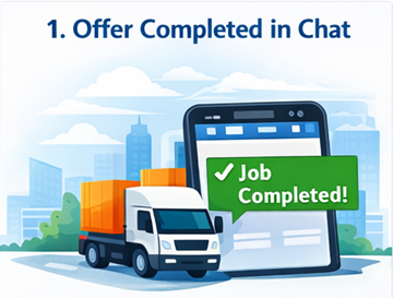 Comandă de transport marcată ca finalizată și confirmată în interfața de chat ExusTrans